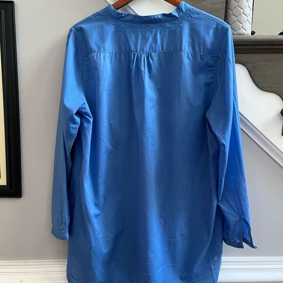 L. L. Bean Lightweight Embroidered Blue Cotton Tunic sz L EUC - Picture 5 of 6